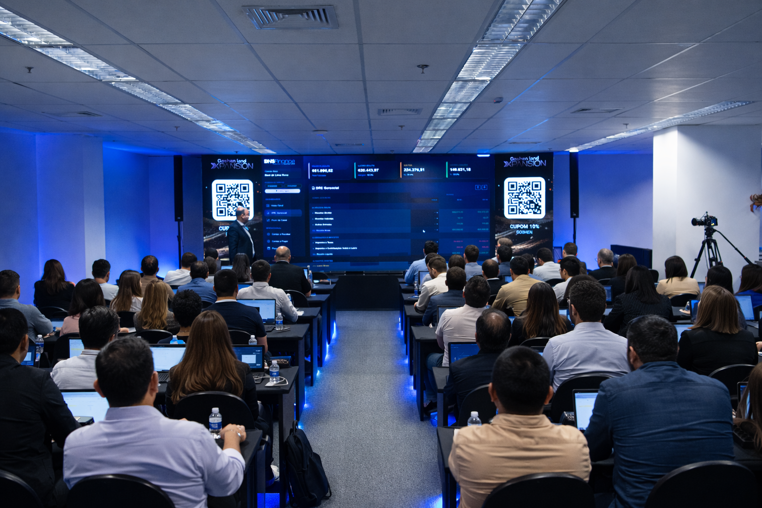 Apresentação profissional com público engajado